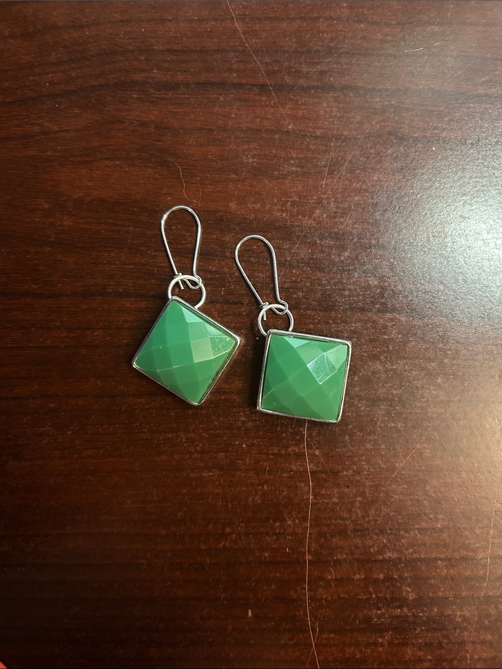 Green Square Drop Earrings - Women Jewelry
